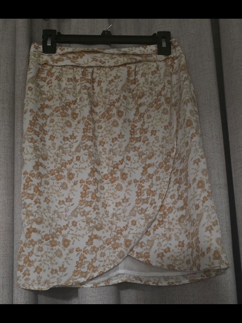 Love Floral Faux-Wrap Mini Skirt - Cream and Tan